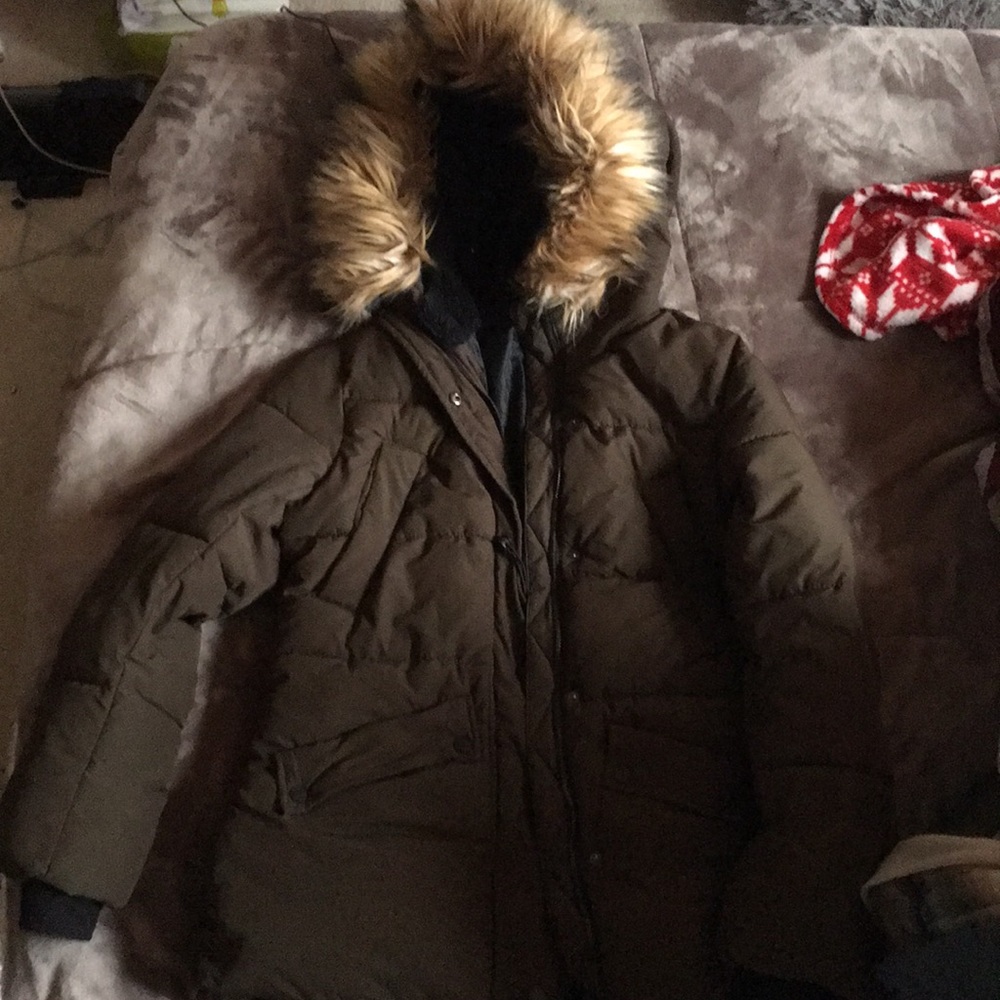 navy green heavy coat